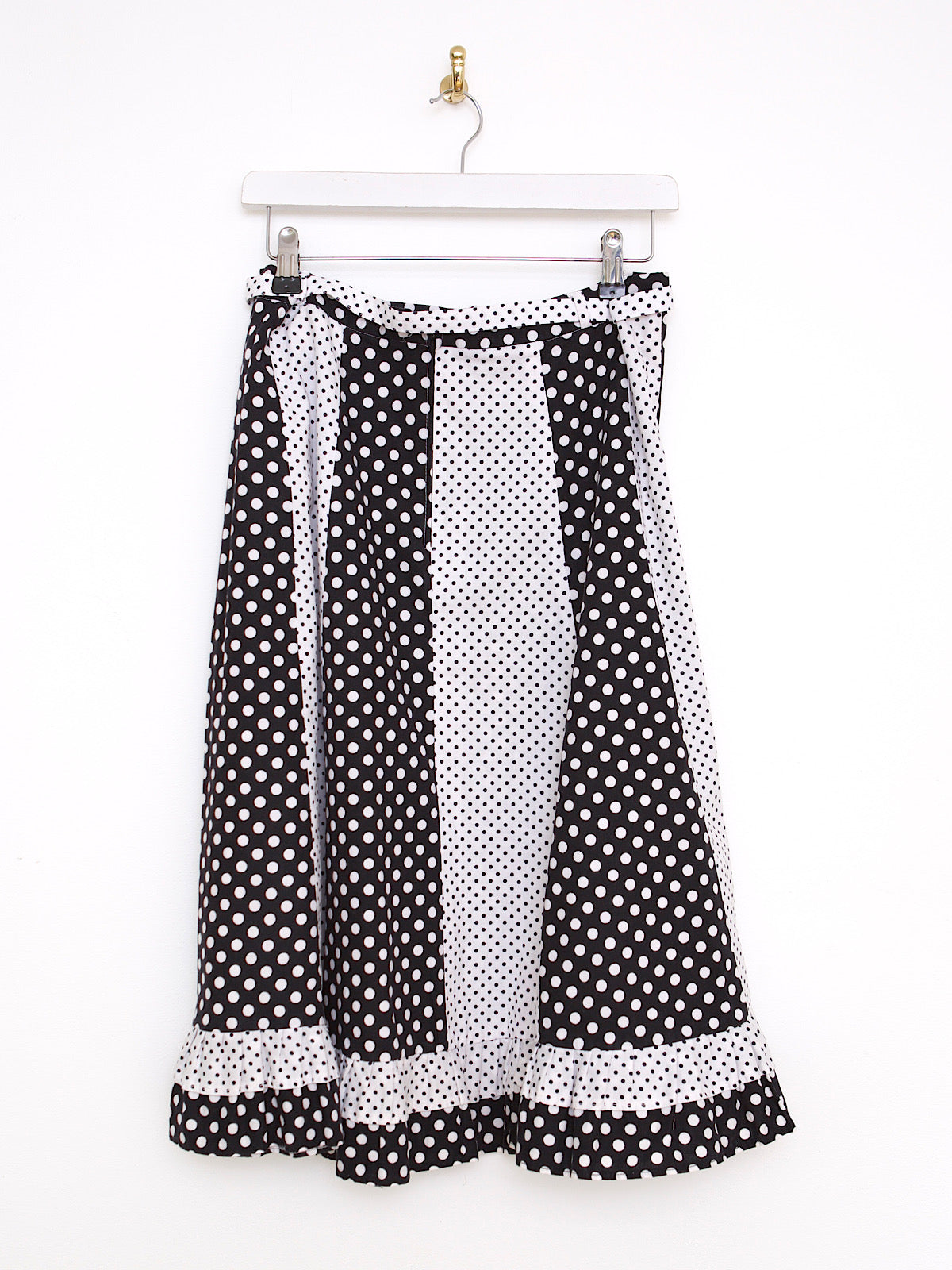 Vintage cotton A line skirt black and white polka dot