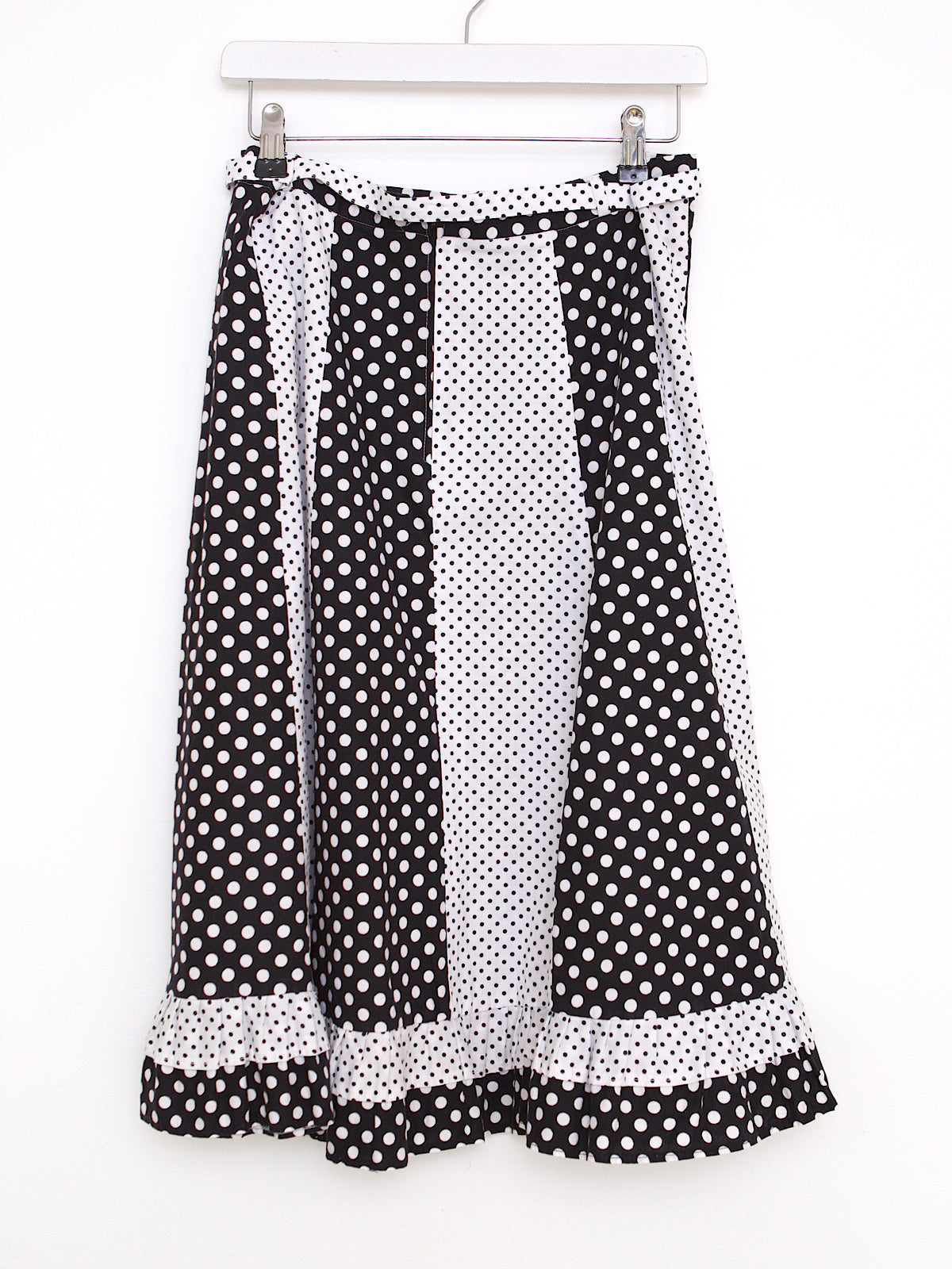 Vintage cotton A line skirt black and white polka dot