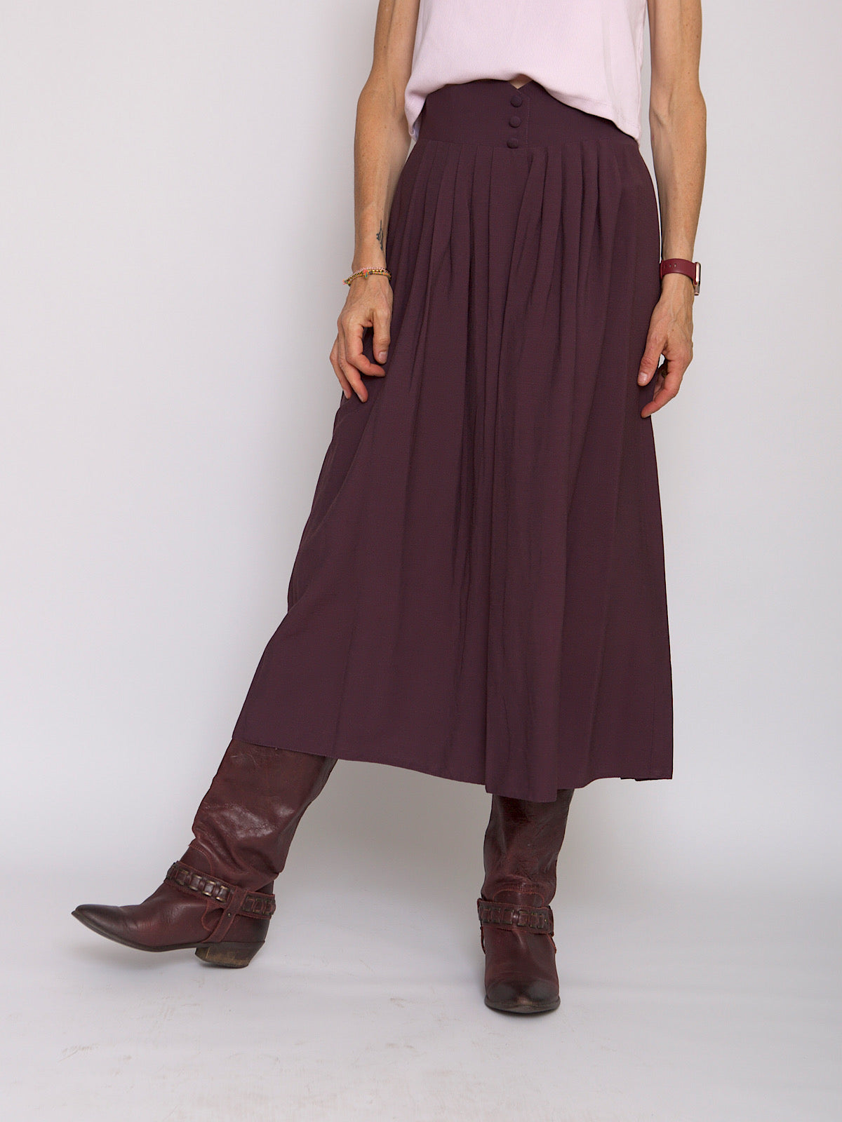 Vintage burgundy maxi skirt large