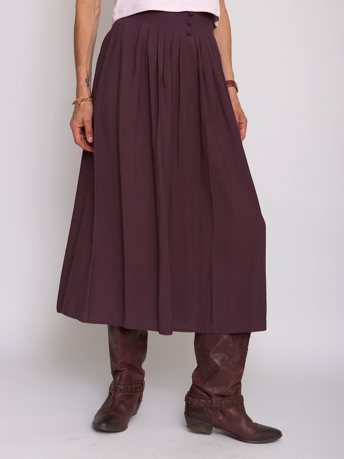 Vintage burgundy maxi skirt large