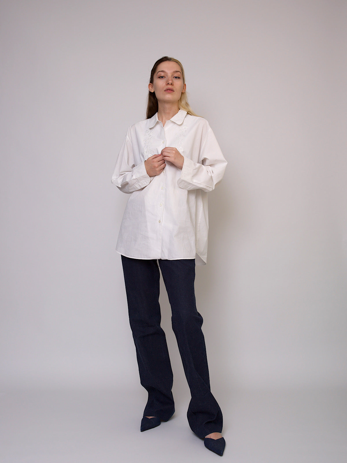 Vintage white cotton oversized shirt