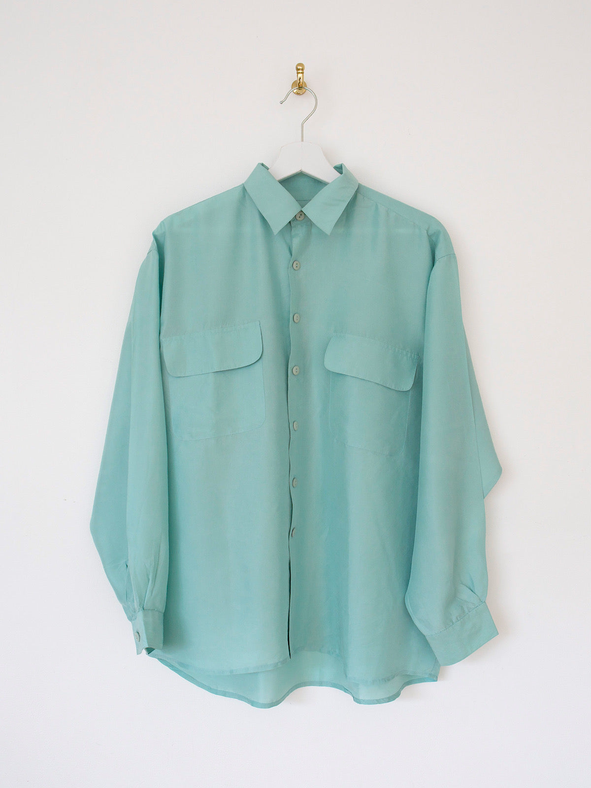 Vintage pure silk shirt mint colour long sleeves