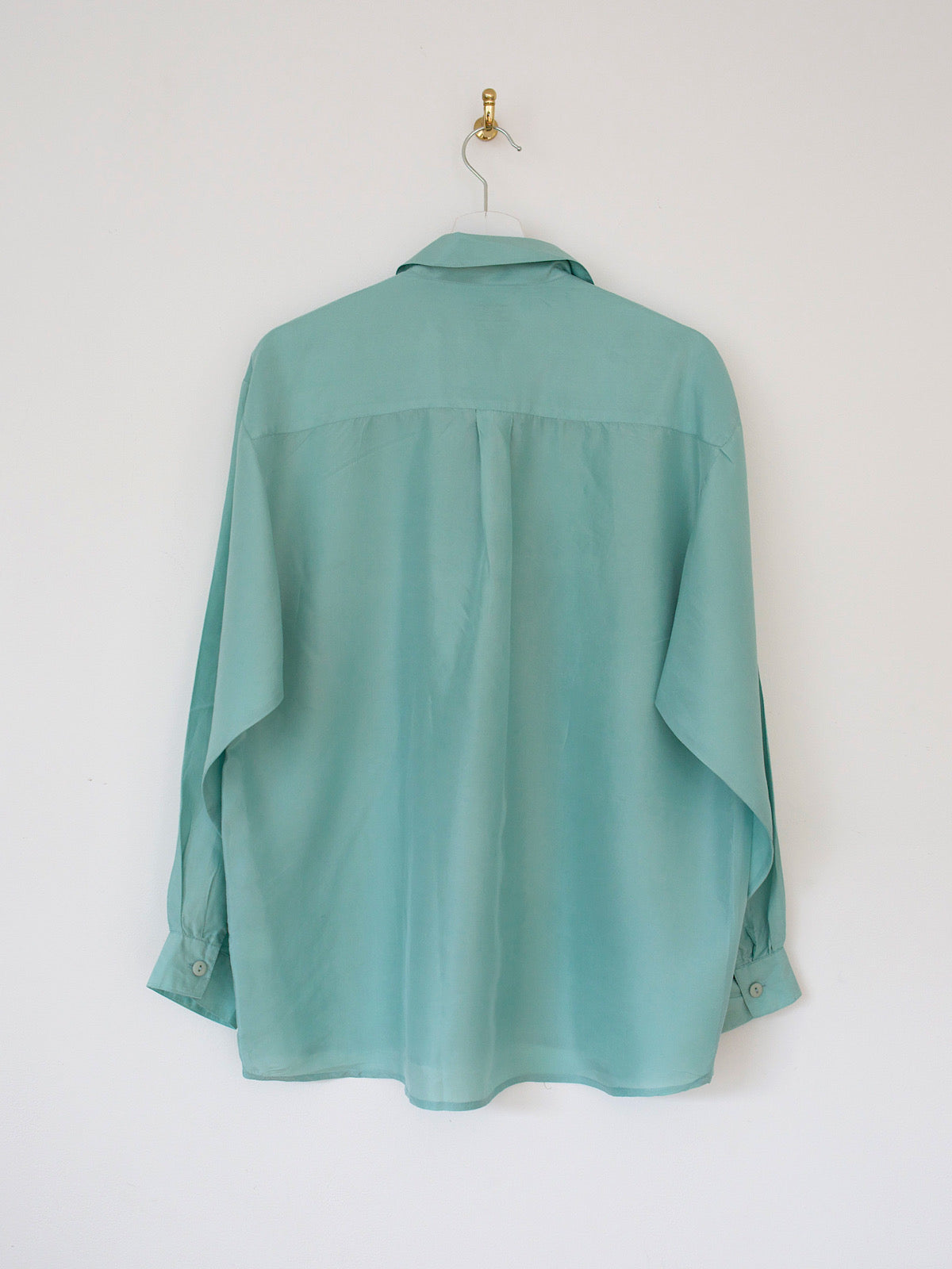 Vintage pure silk shirt mint colour long sleeves