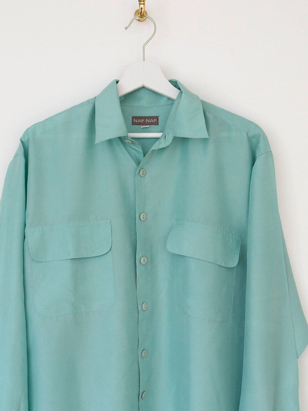 Vintage pure silk shirt mint colour long sleeves