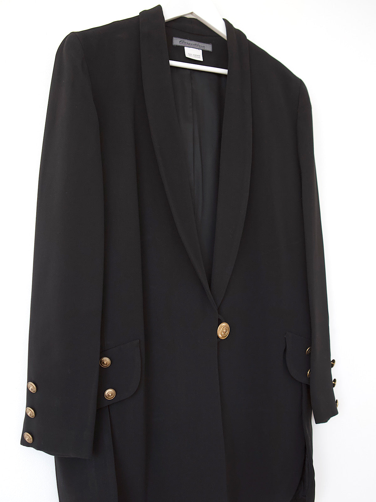 Vintage black long blazer beautiful gold buttons