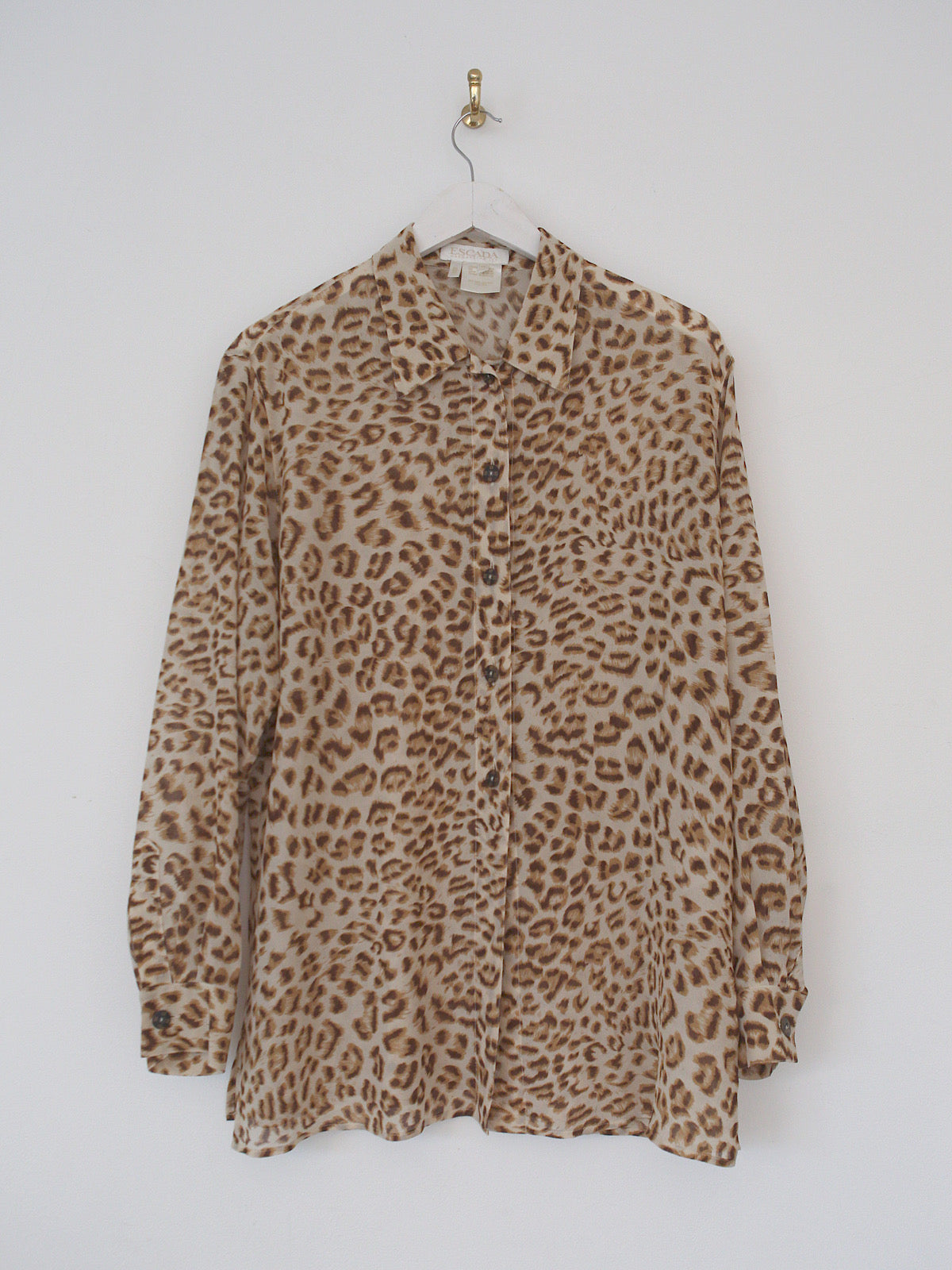 Vintage Escada Margaretha Ley pure silk leopard print shirt