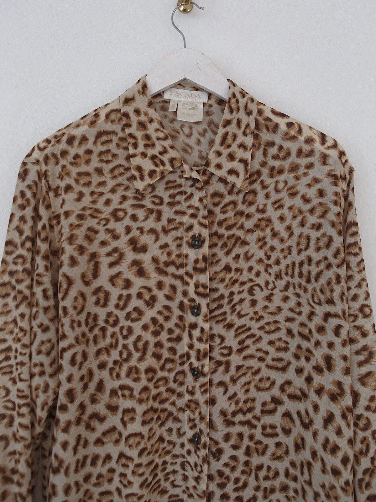 Vintage Escada Margaretha Ley pure silk leopard print shirt