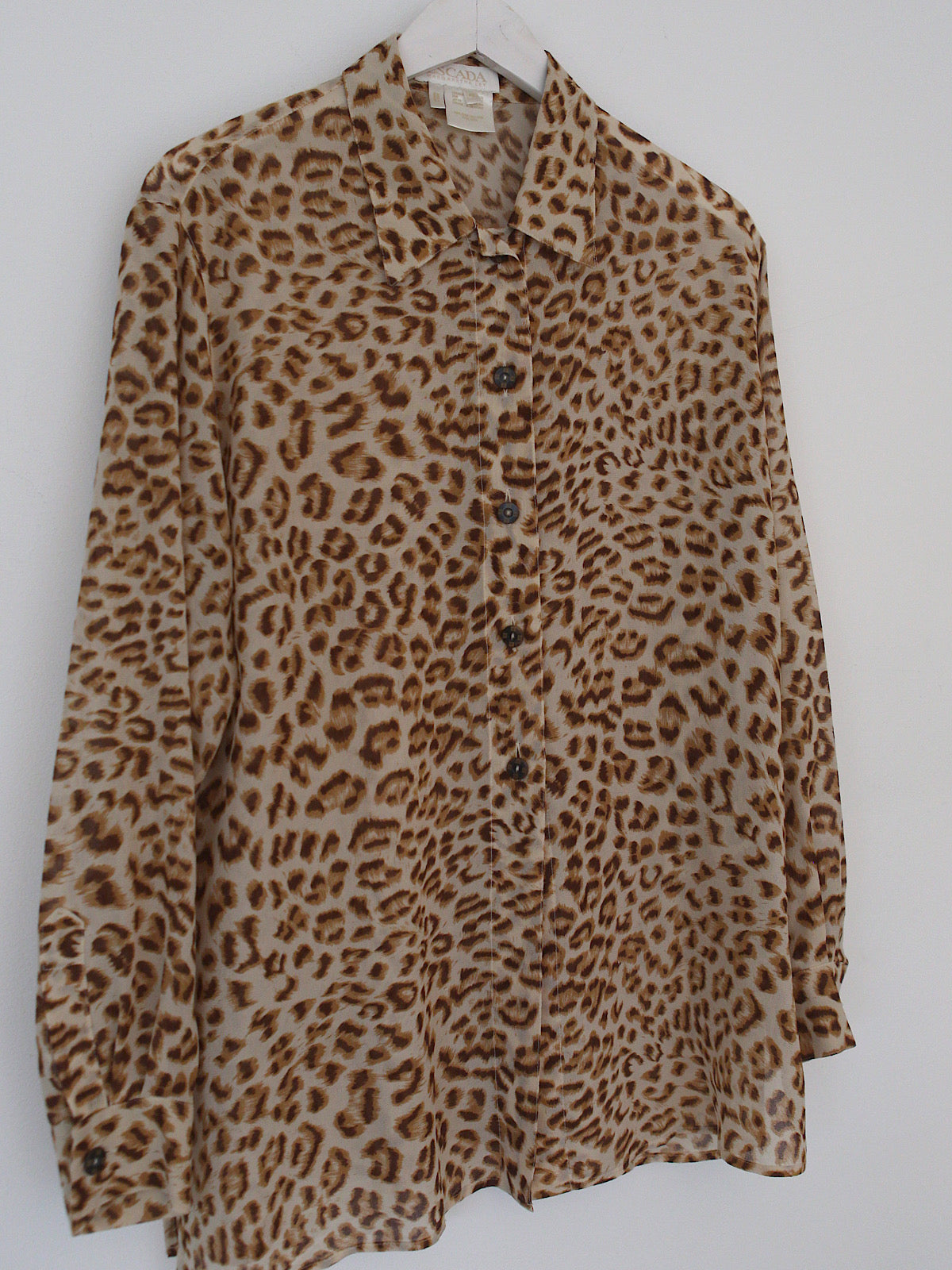 Vintage Escada Margaretha Ley pure silk leopard print shirt