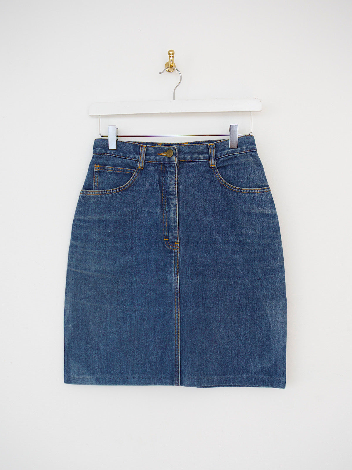 Vintage short denim skirt pencil shape