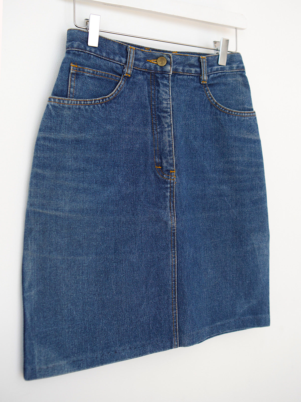 Vintage short denim skirt pencil shape