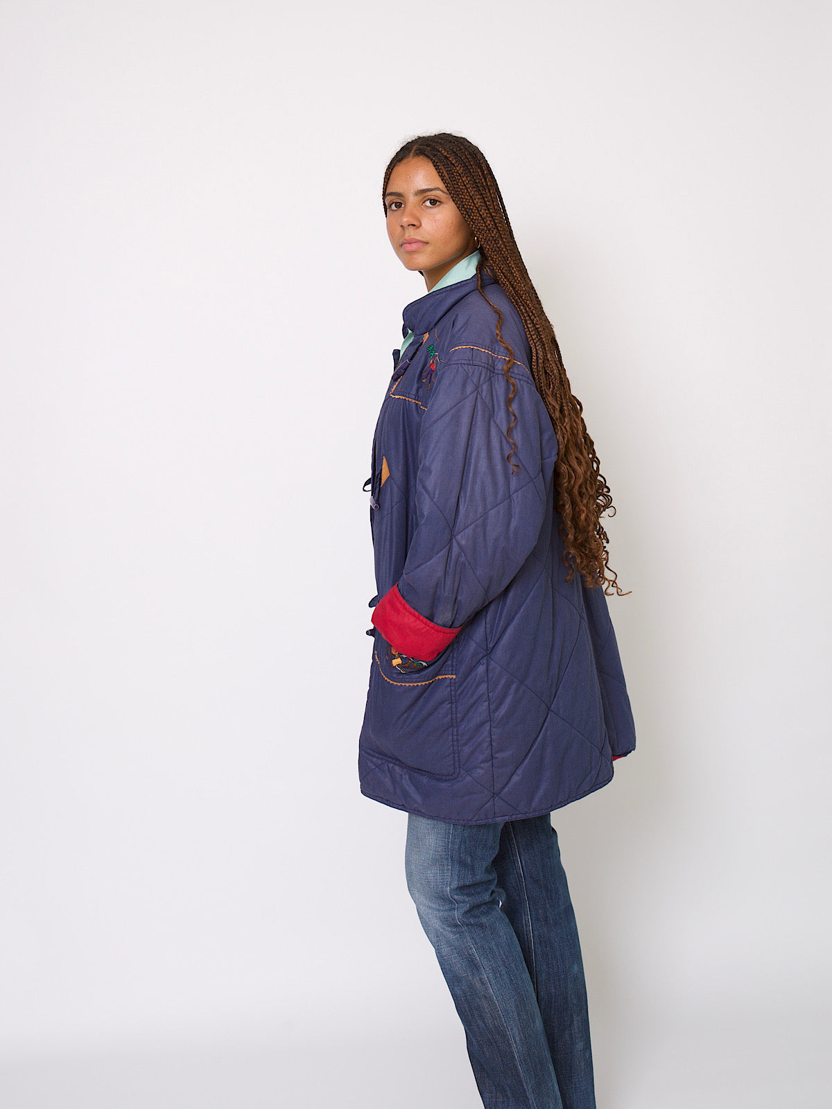 Vintage padded coat embroidered with montagne designs