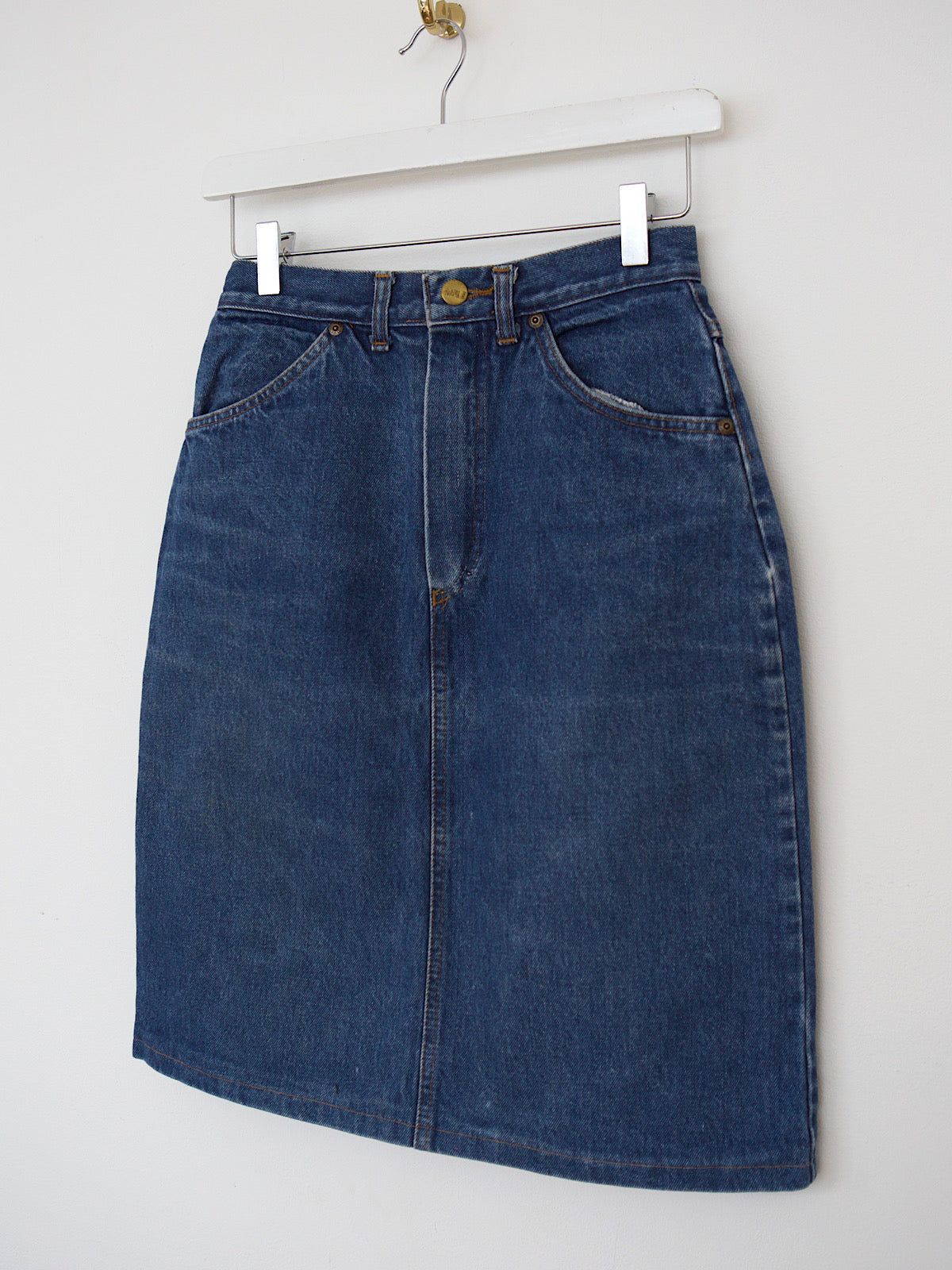 80s vintage denim skirt short pencil shape