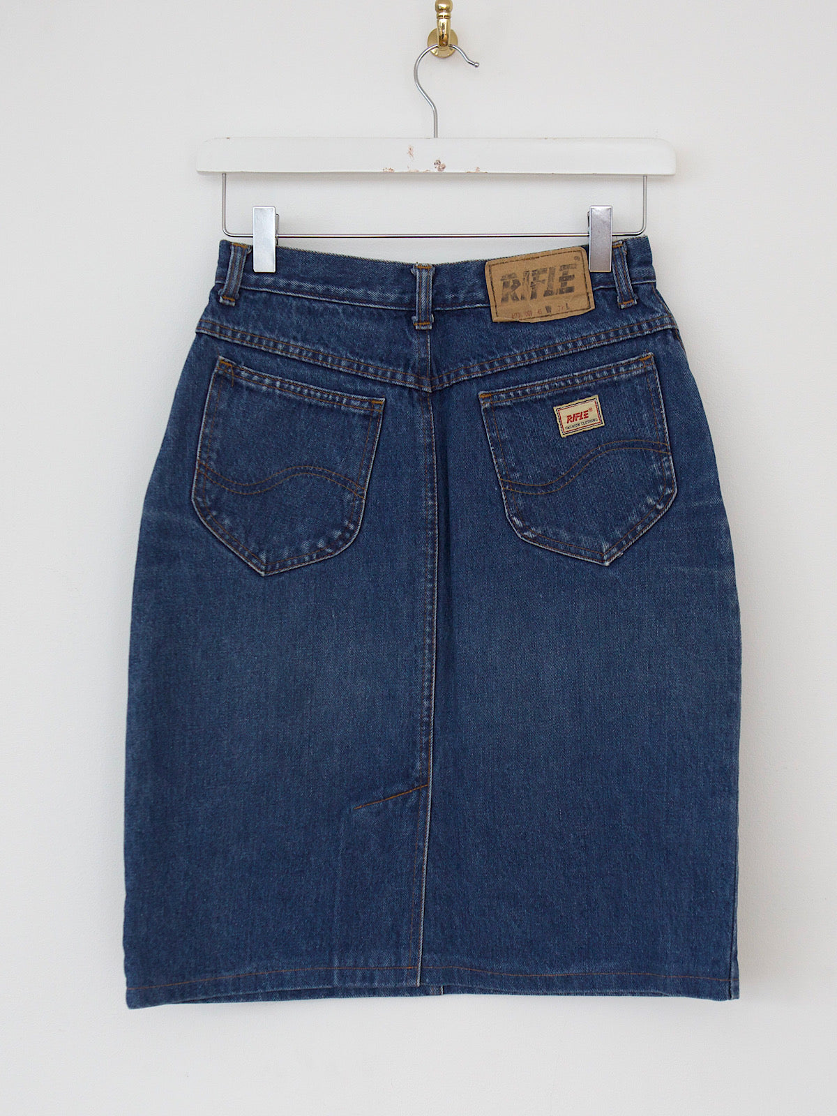 80s vintage denim skirt short pencil shape