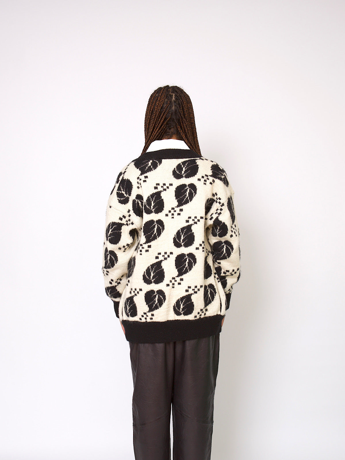 Vintage black and white chunky wool cardigan