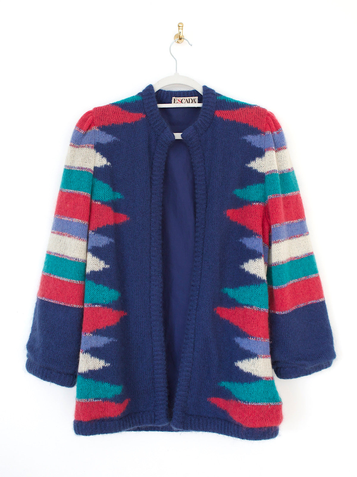 80s vintage wool mohair cardigan multicoloured by Escada