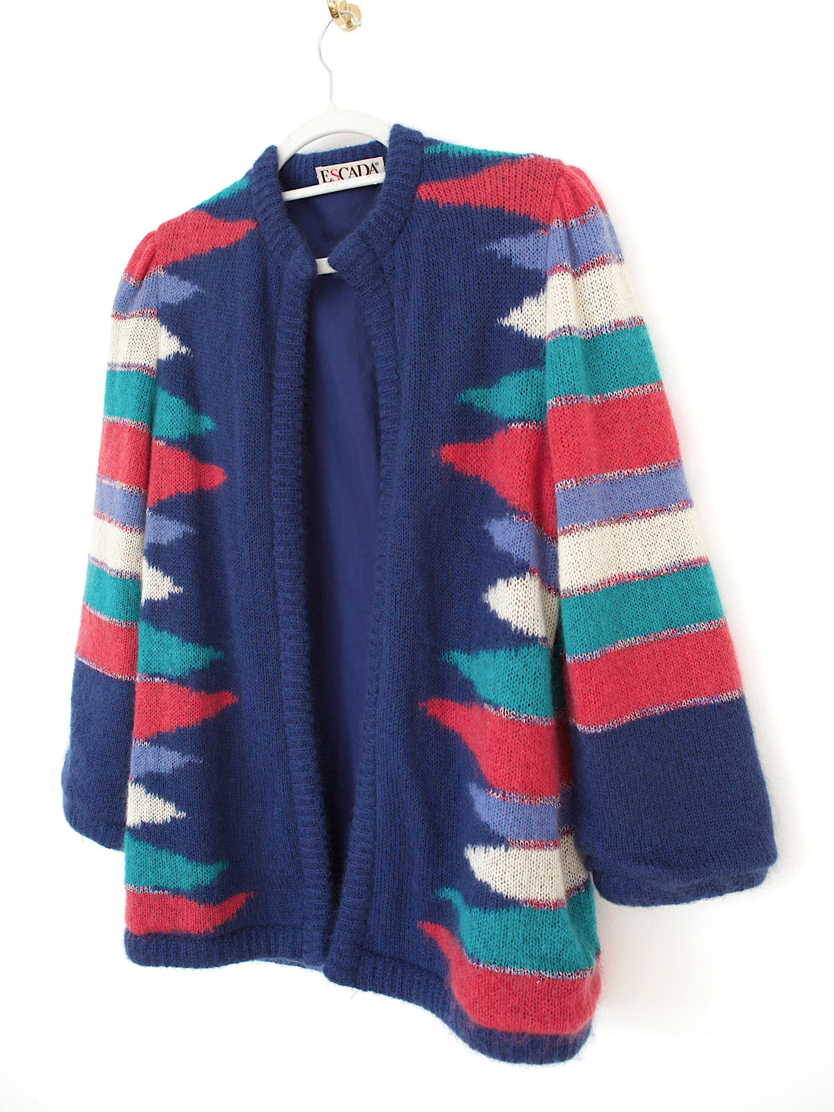 80s vintage wool mohair cardigan multicoloured by Escada