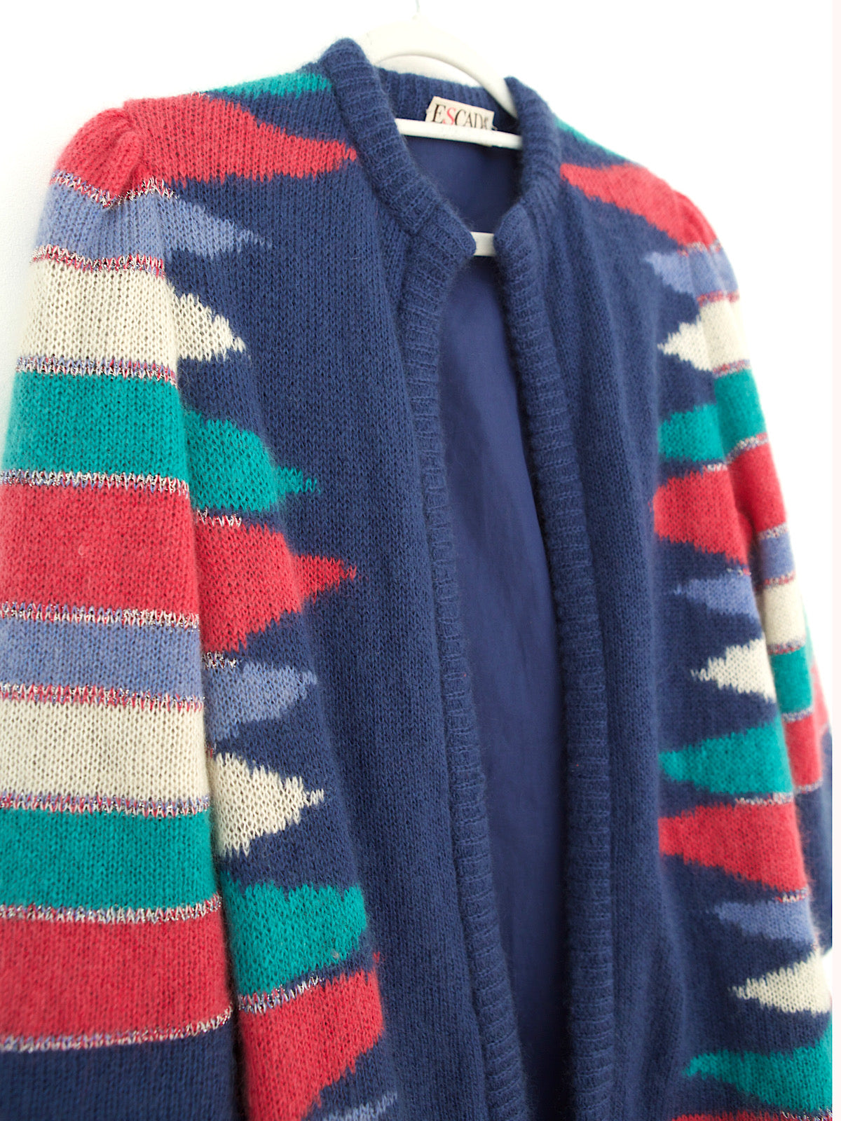 80s vintage wool mohair cardigan multicoloured by Escada