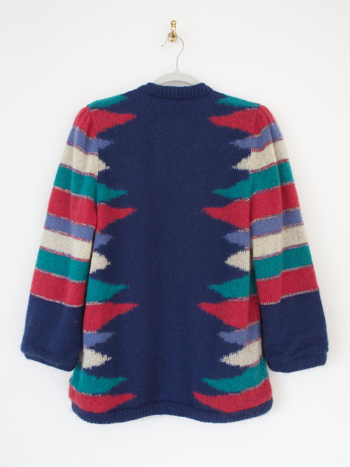 80s vintage wool mohair cardigan multicoloured by Escada