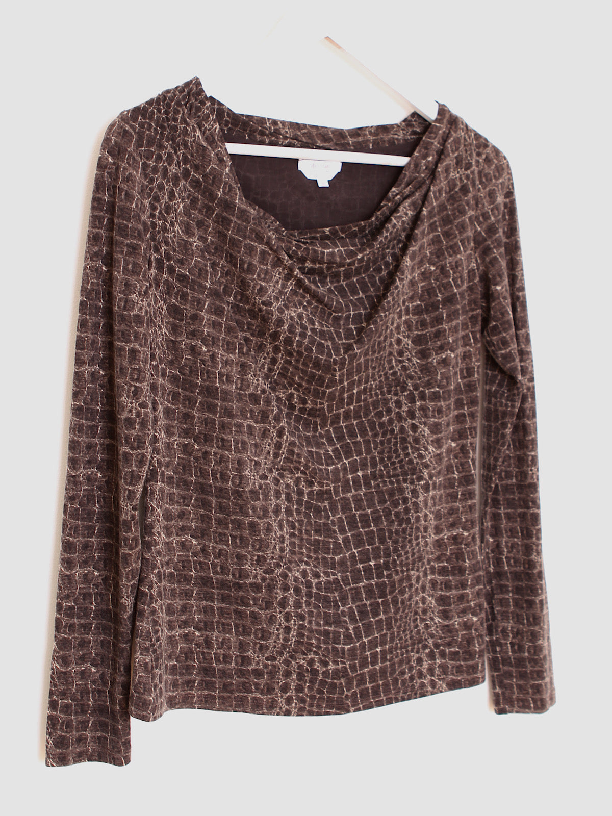 Y2K grey snake print top cowl collar