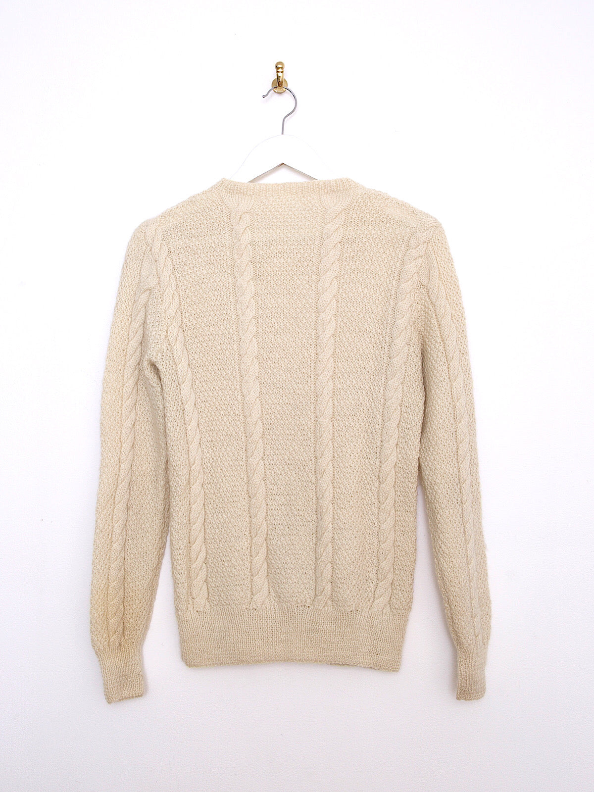 Classic Aran wool jumper handknitted cream colour