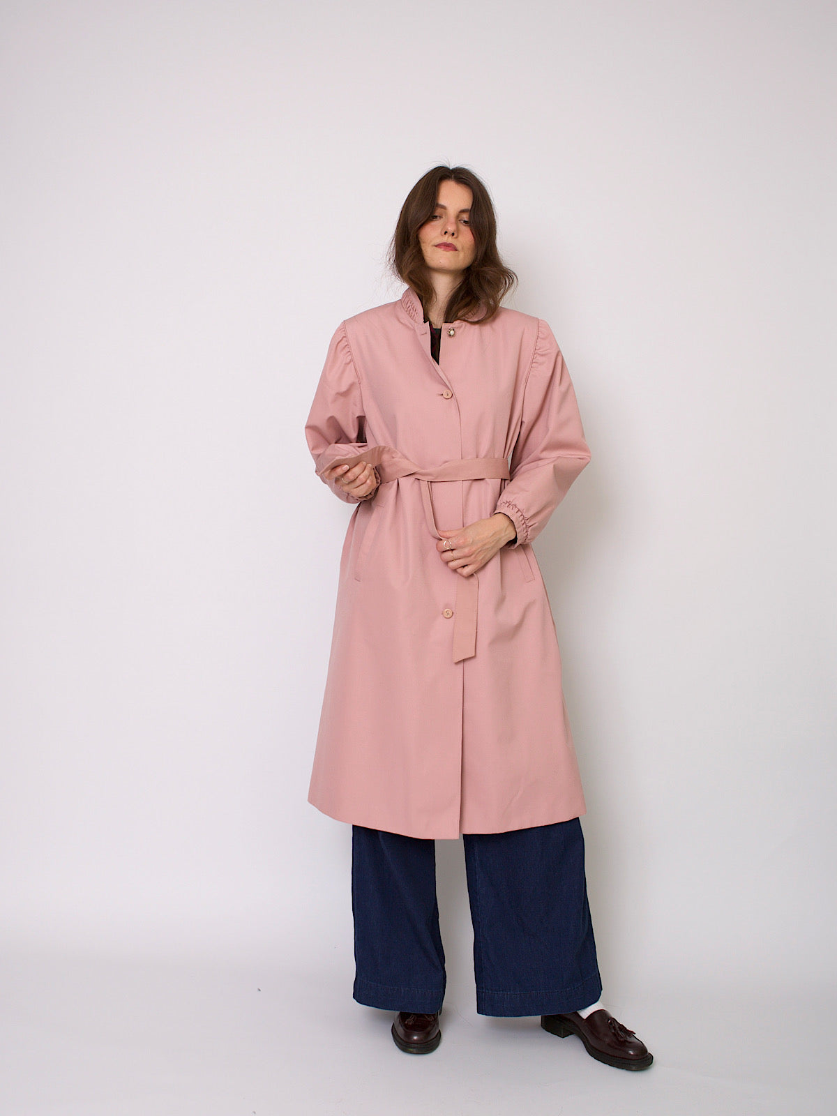 60s vintage pink pretty belted trench