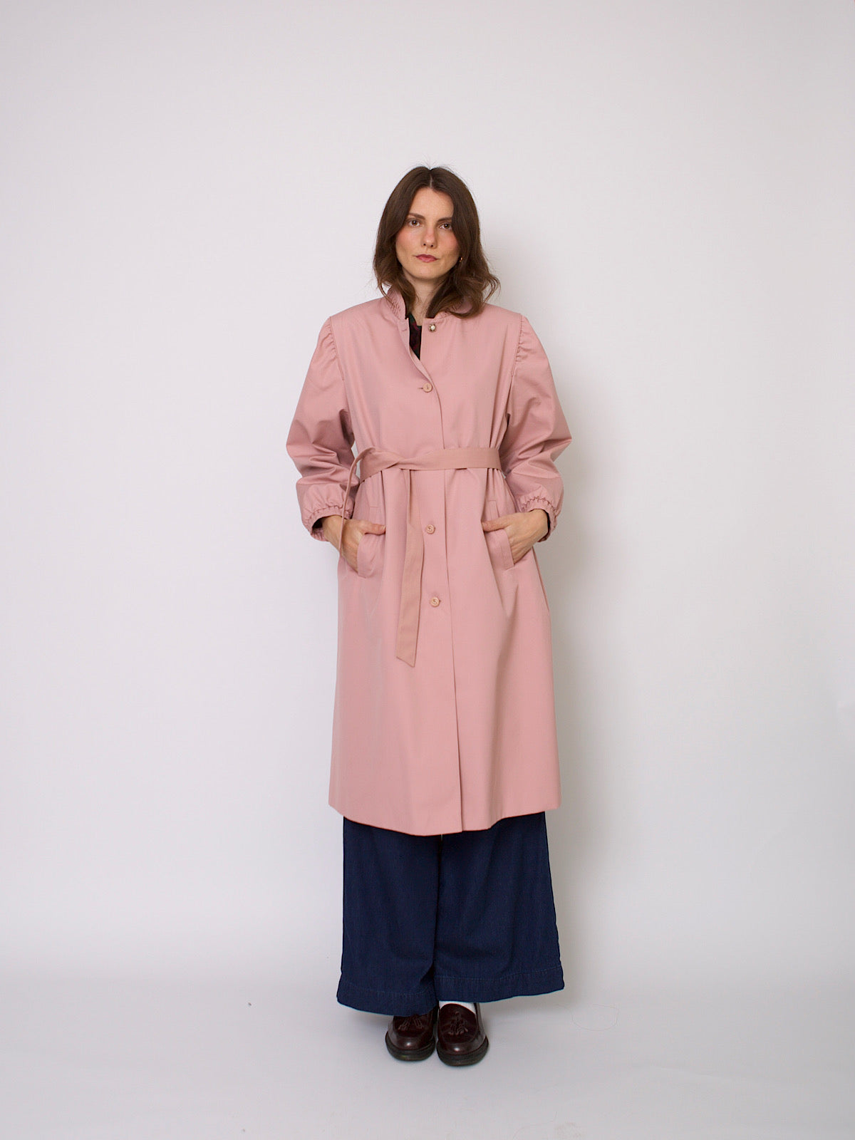 60s vintage pink pretty belted trench