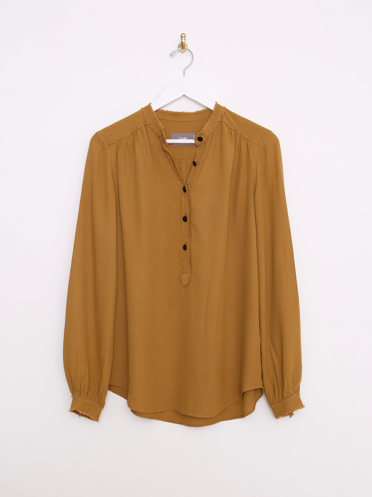 Flowing brown blouse Mao collar by Zadig & Voltaire