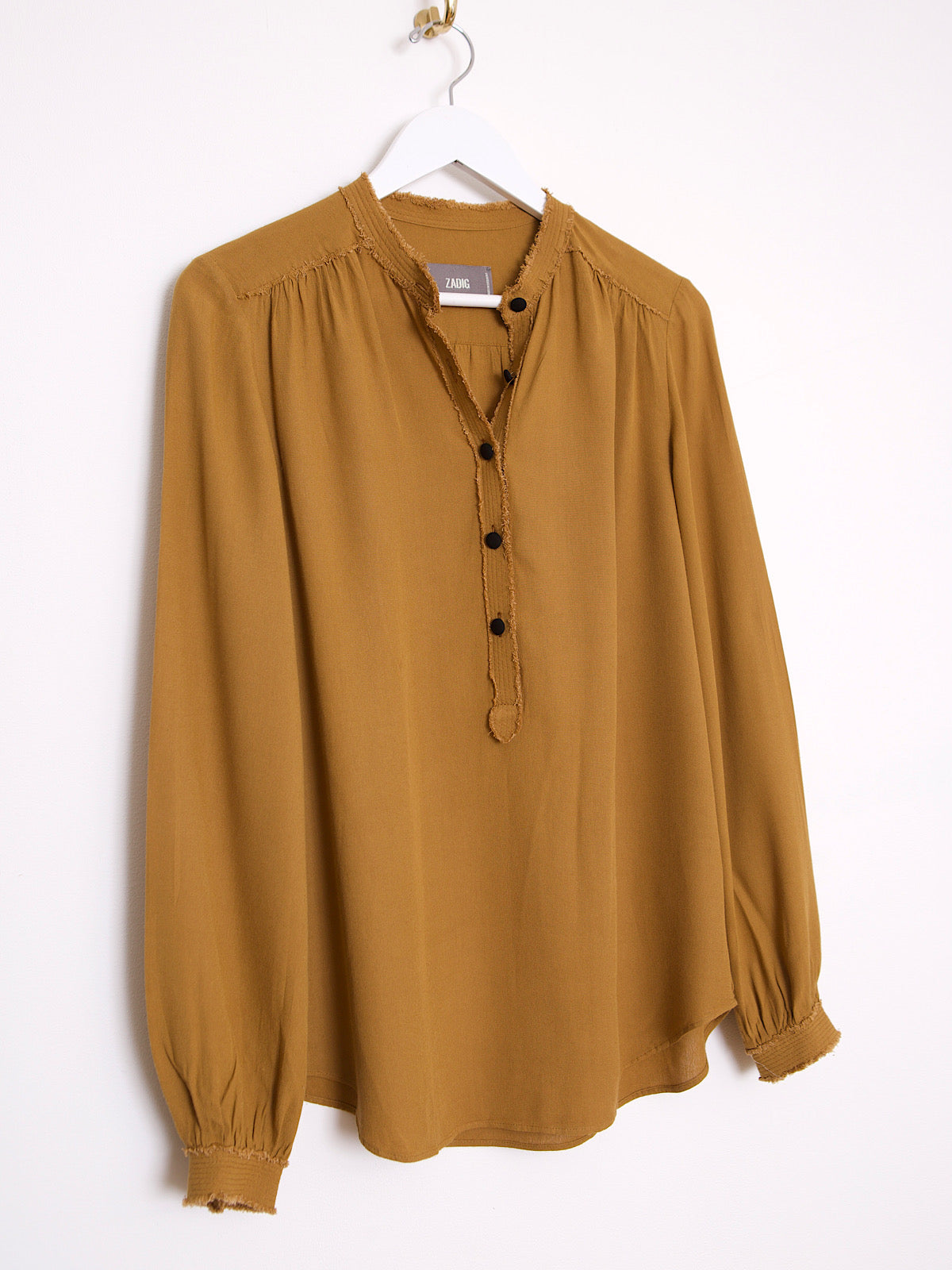 Flowing brown blouse Mao collar by Zadig & Voltaire