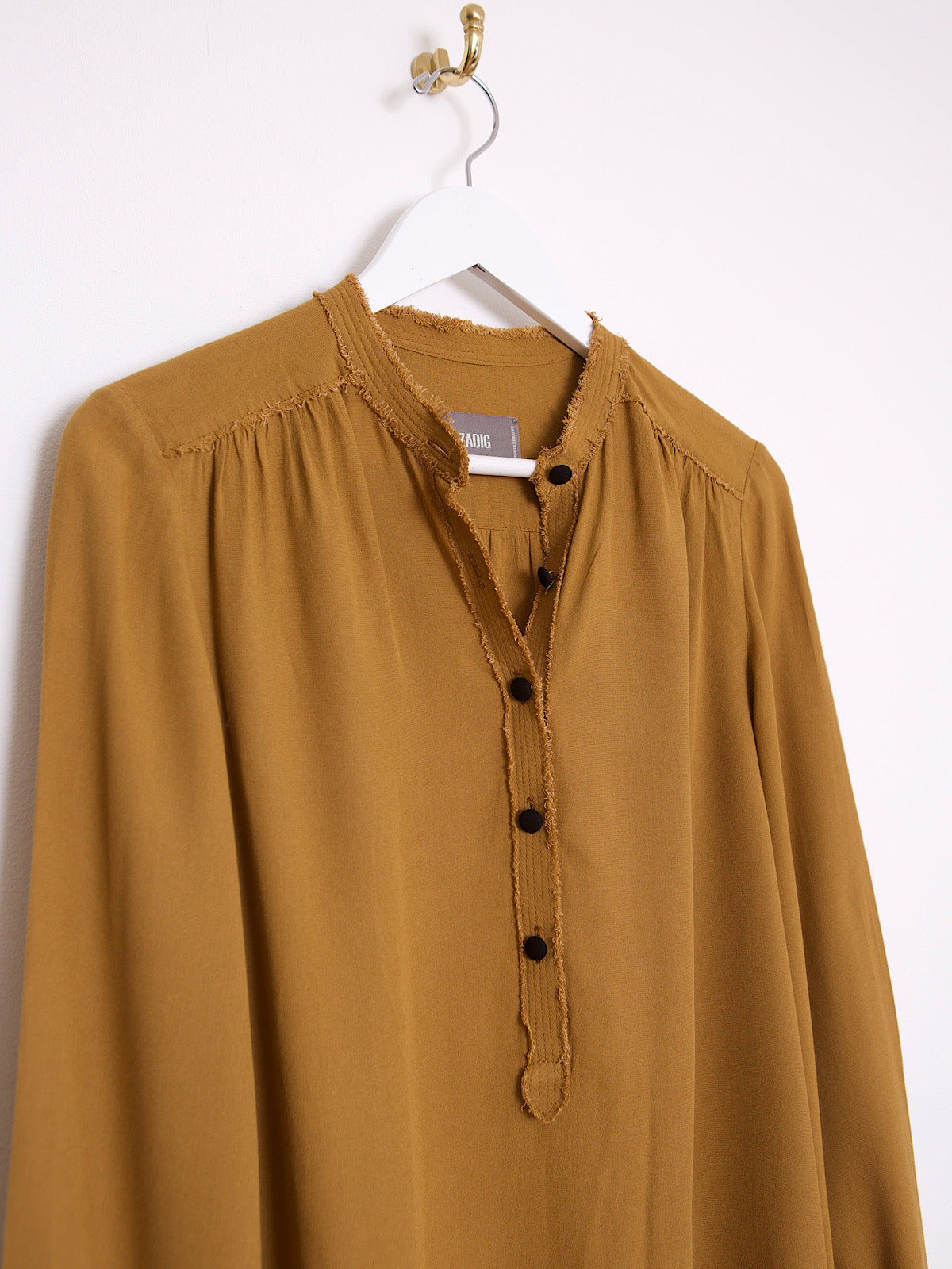 Flowing brown blouse Mao collar by Zadig & Voltaire