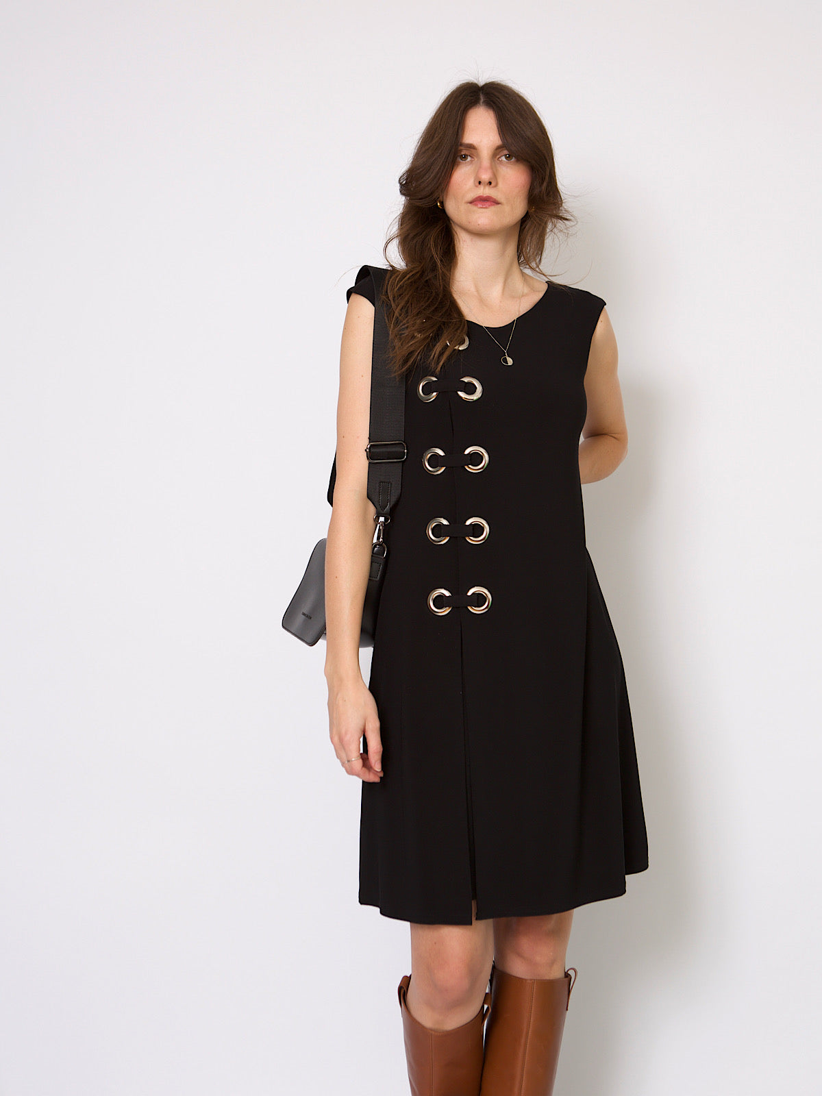 Y2K black dress with large silver studs