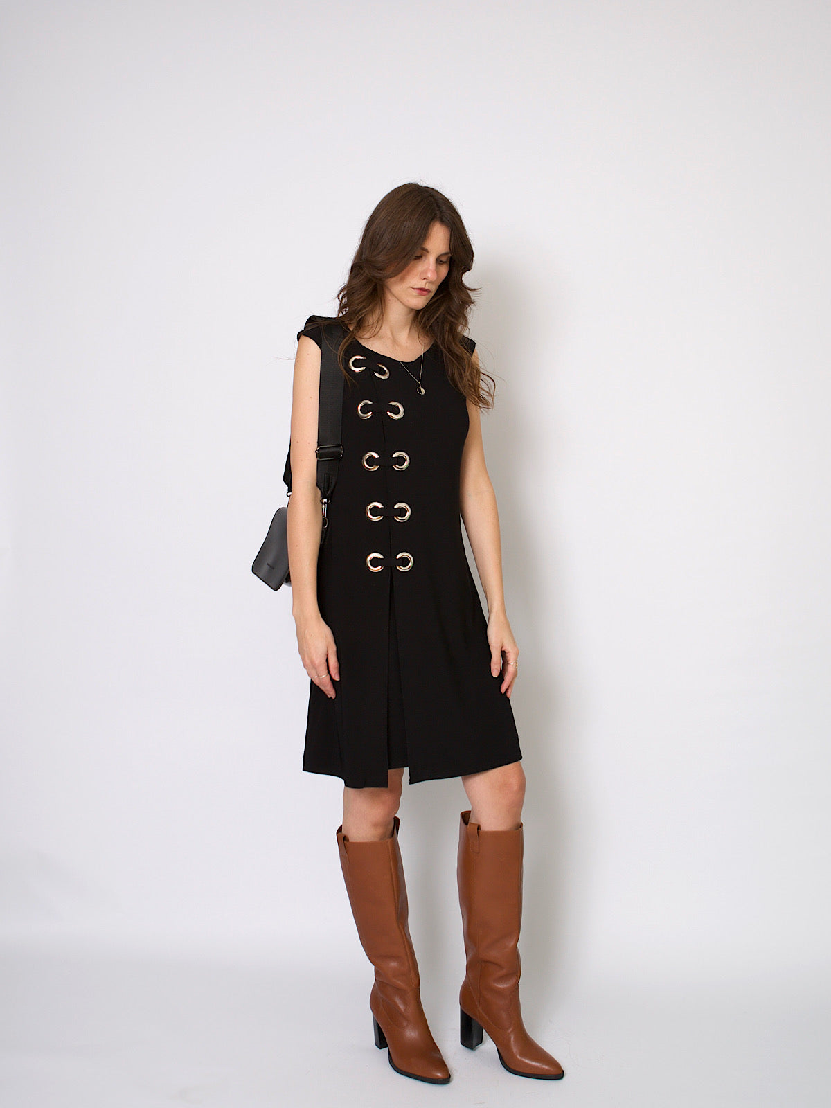 Y2K black dress with large silver studs