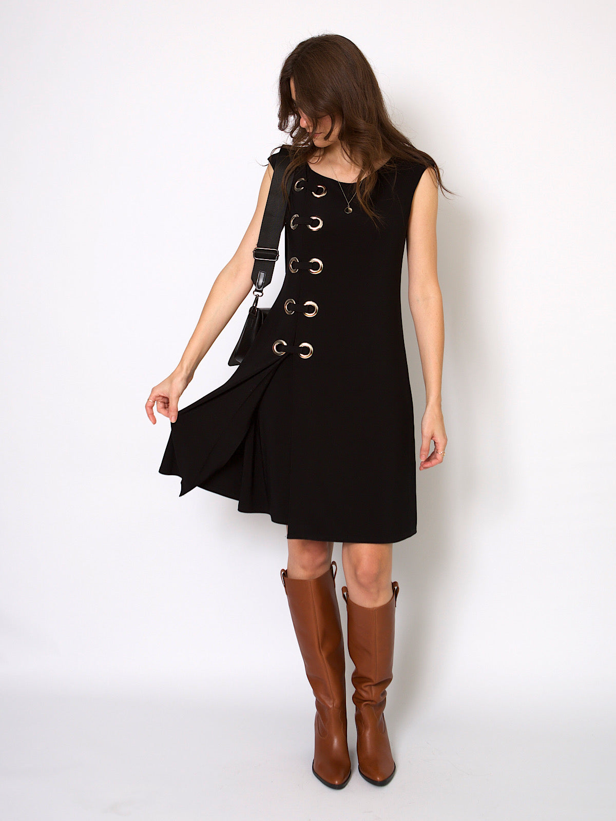 Y2K black dress with large silver studs