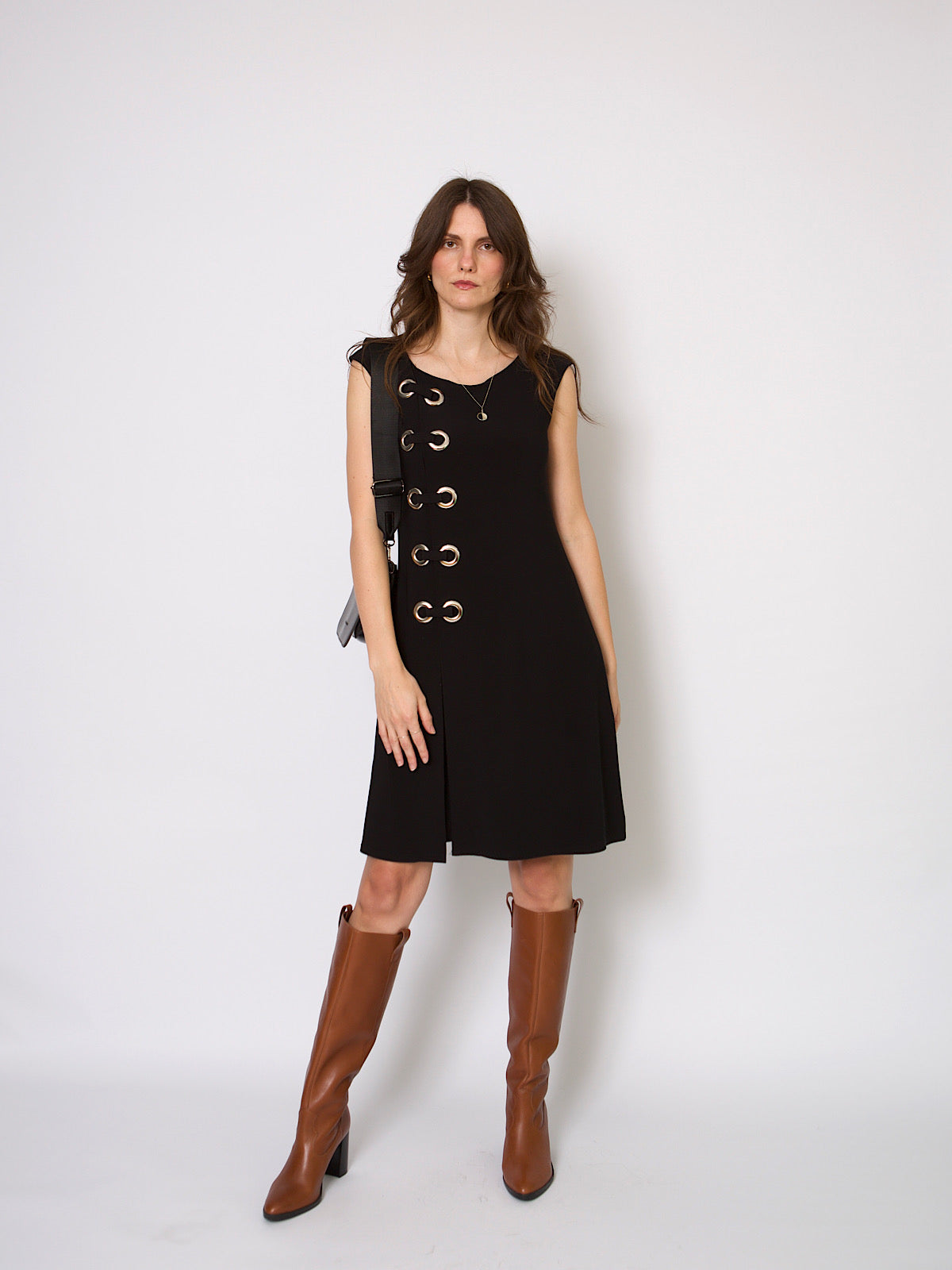 Y2K black dress with large silver studs