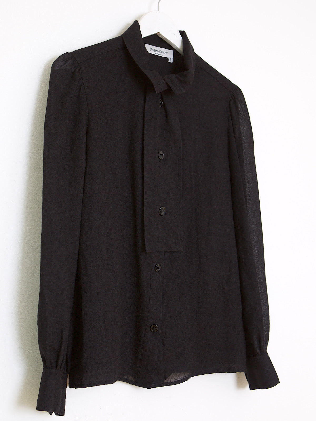 Vintage Yves Saint Laurent rive gauche black shirt front cravate