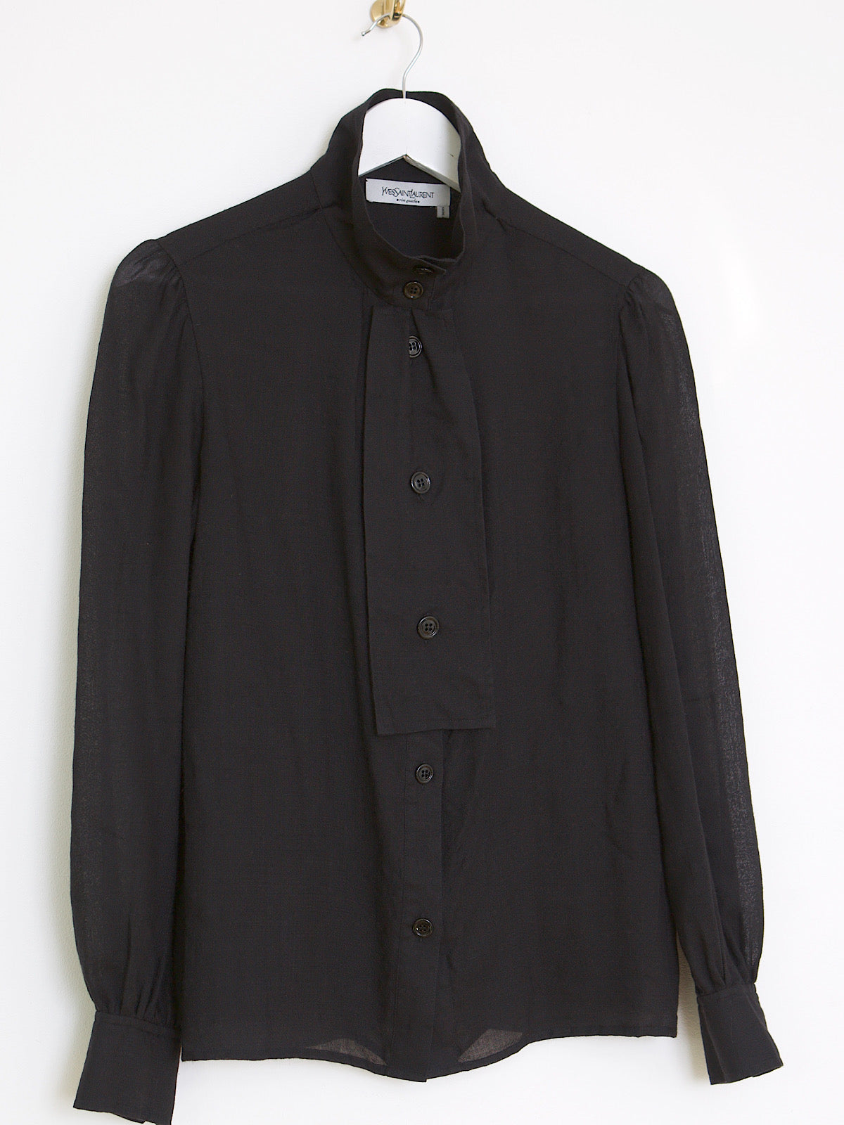 Vintage Yves Saint Laurent rive gauche black shirt front cravate