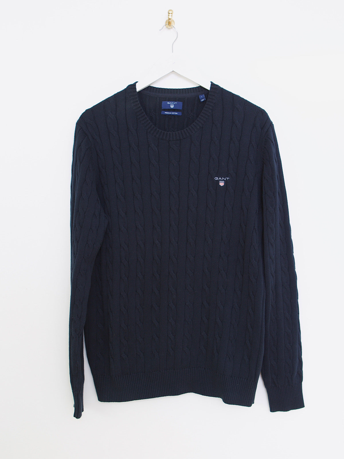 90s vintage Giant cable knit jumper navy cotton