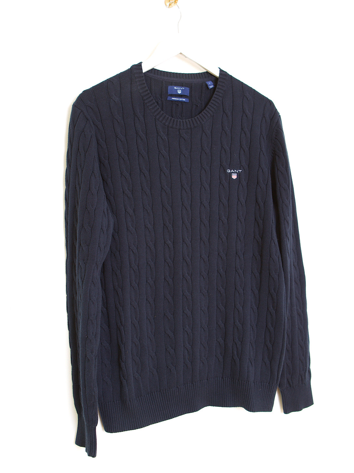 90s vintage Giant cable knit jumper navy cotton