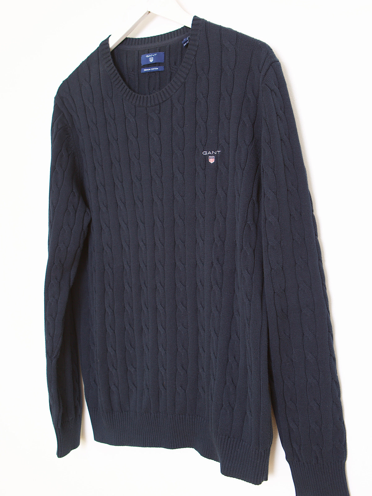 90s vintage Giant cable knit jumper navy cotton