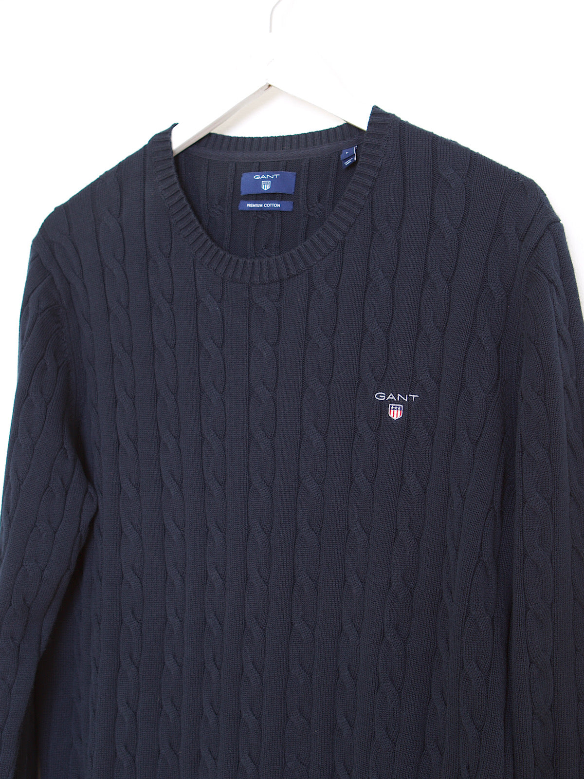 90s vintage Giant cable knit jumper navy cotton