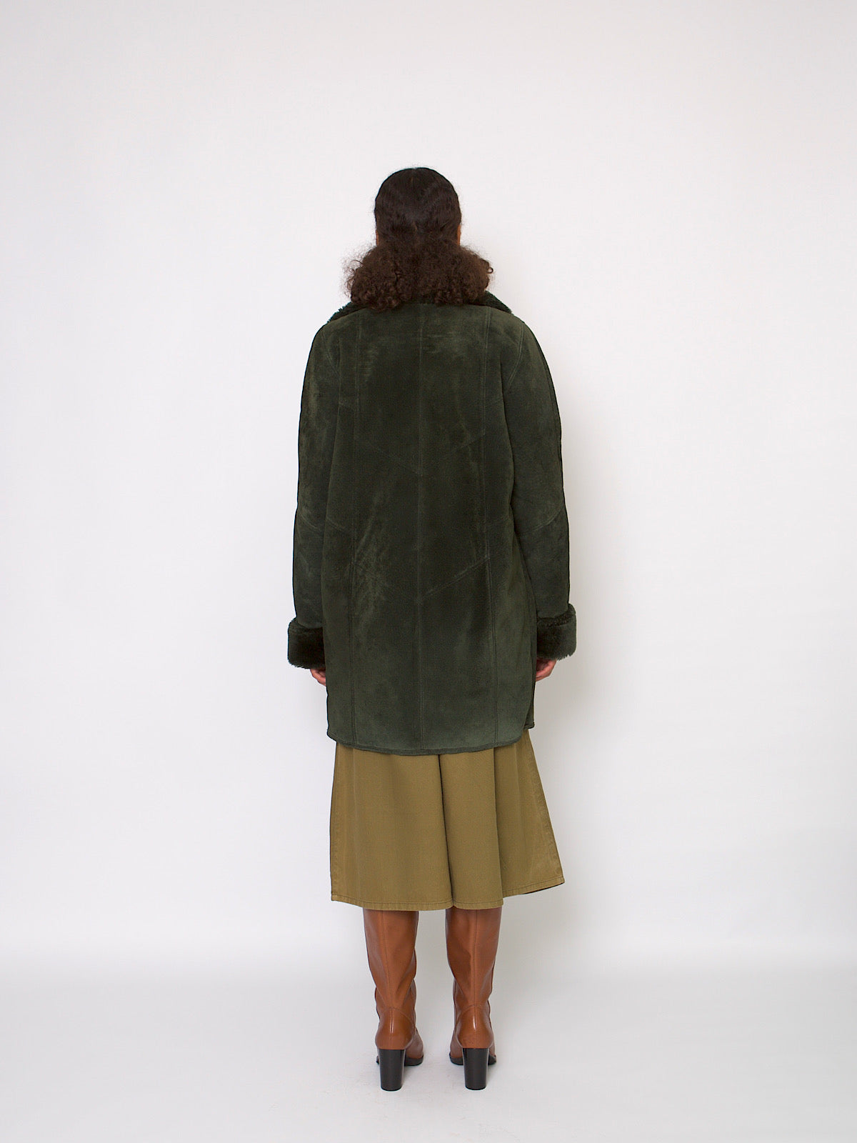 80s vintage green suede leather coat