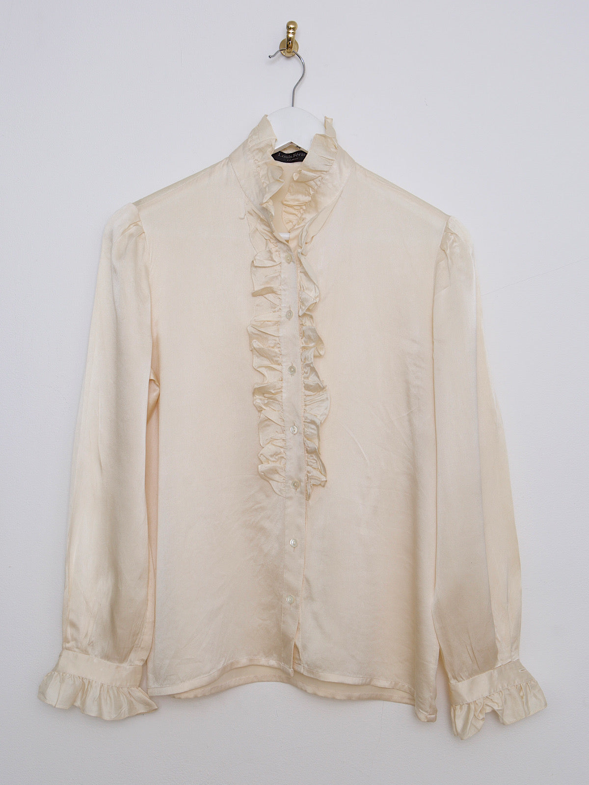 Vintage Louis Feraud pure silk shirt cream with frills