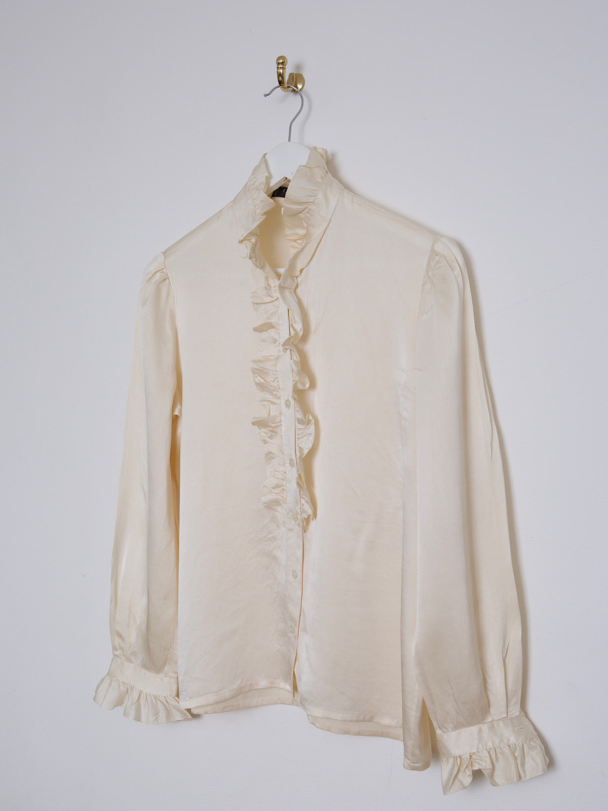 Vintage Louis Feraud pure silk shirt cream with frills