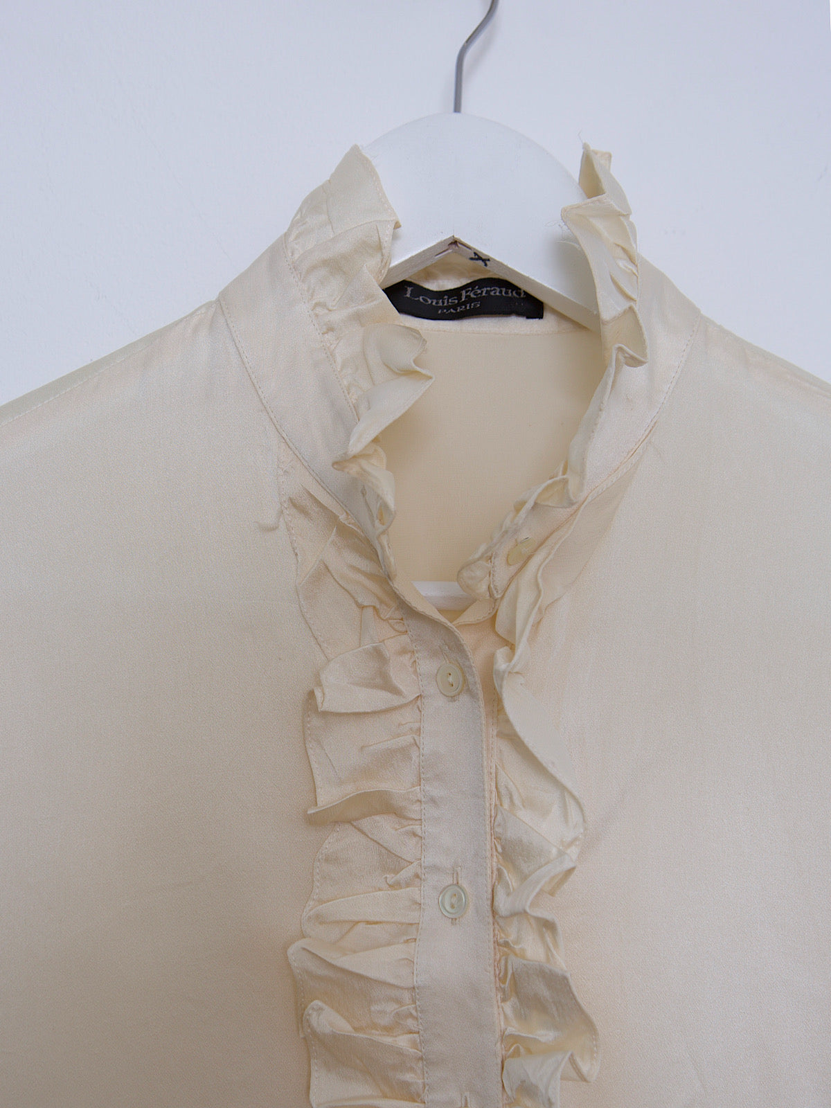 Vintage Louis Feraud pure silk shirt cream with frills