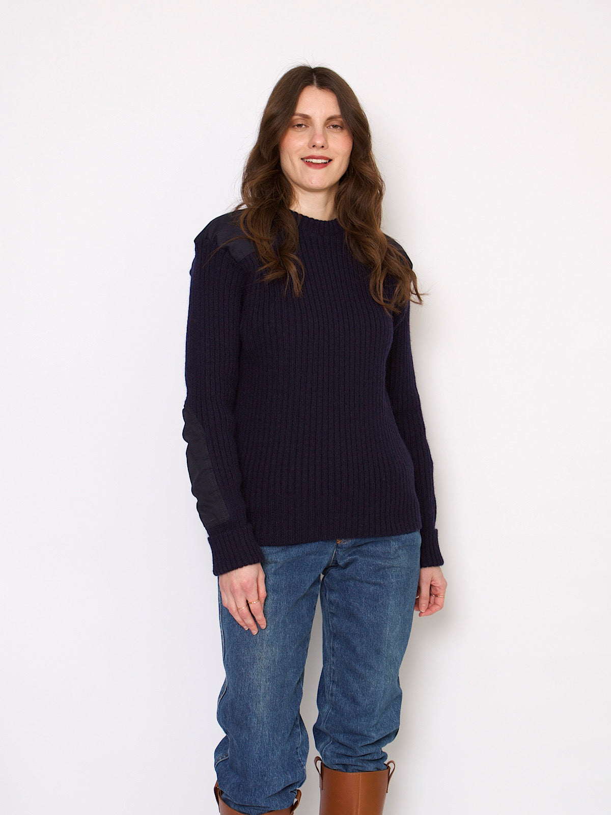 Classic pure wool navy jumper country style by Barbour