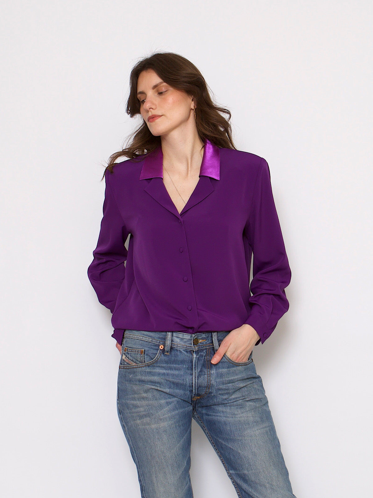 80s vintage purple evening shirt