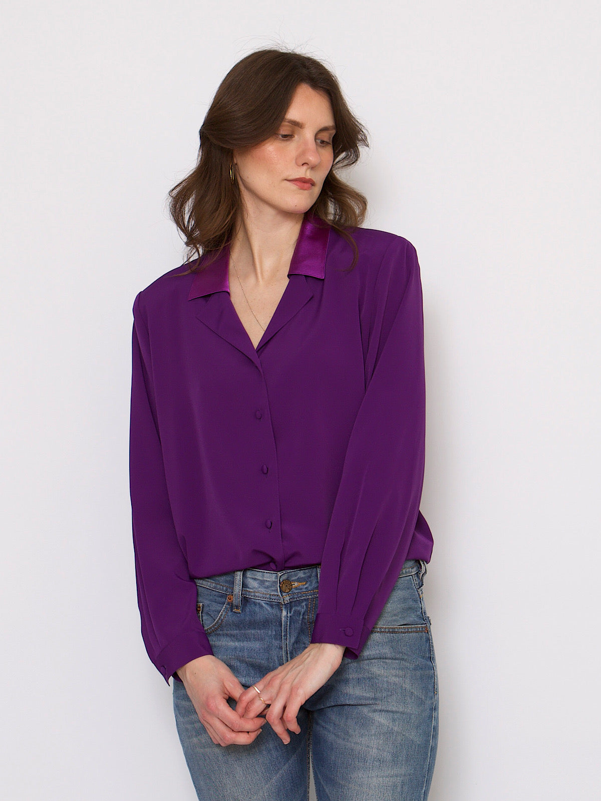 80s vintage purple evening shirt