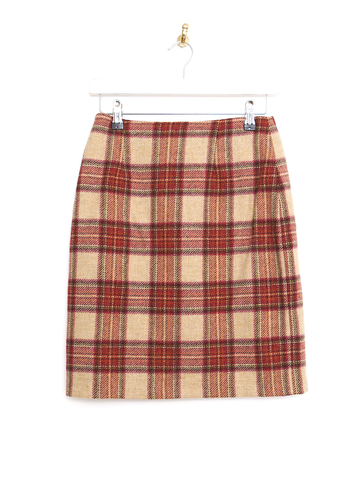 Pure new wool tartan mini pencil skirt by Laura Ashley