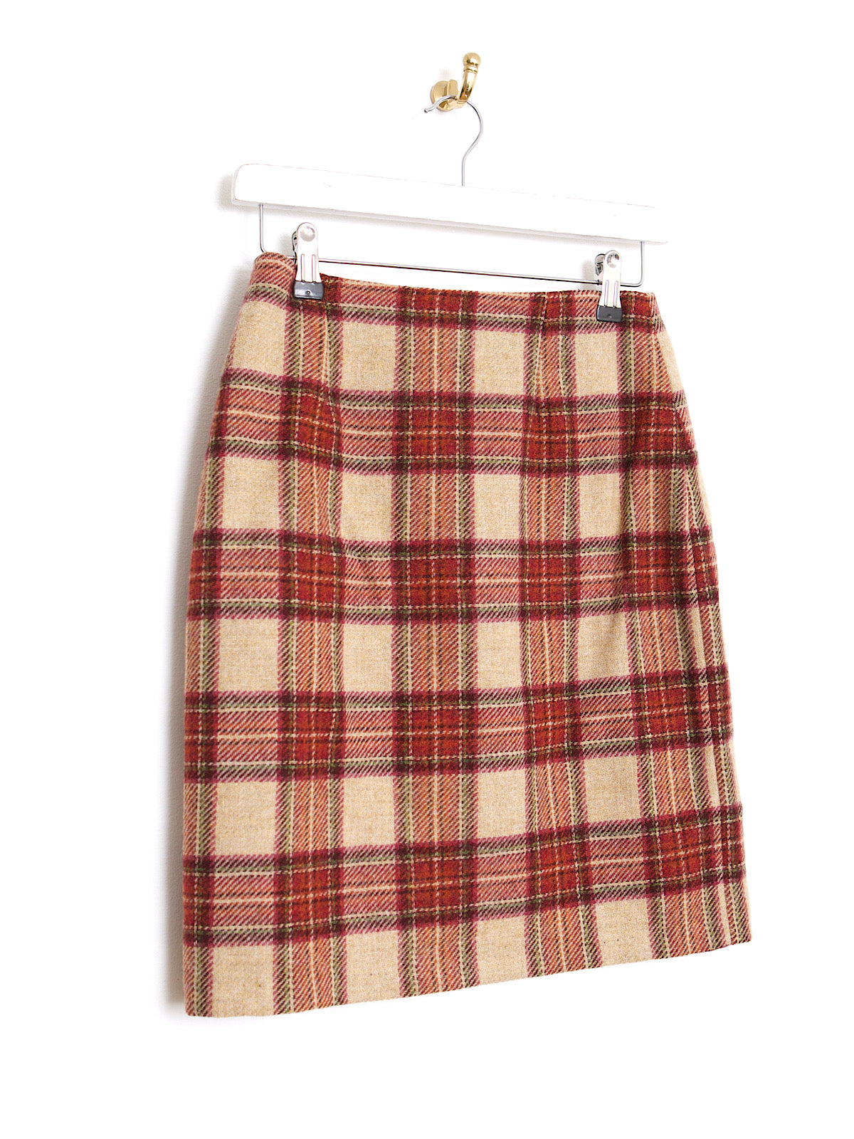 Pure new wool tartan mini pencil skirt by Laura Ashley