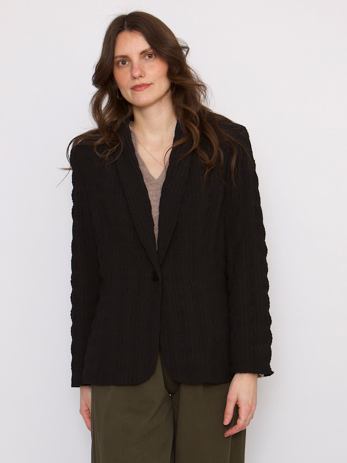 90s vintage blazer textured in black by Kasper