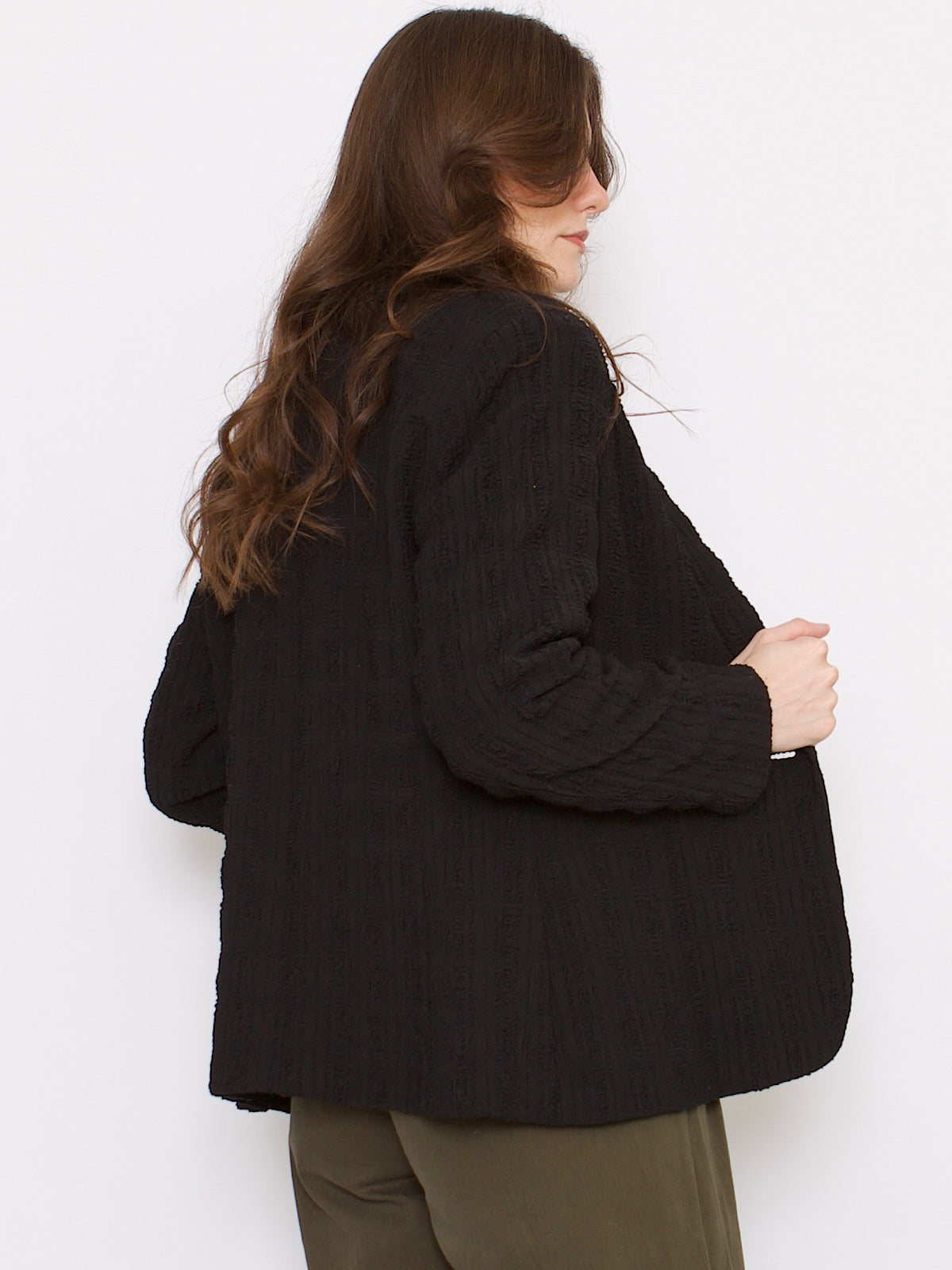 90s vintage blazer textured in black by Kasper